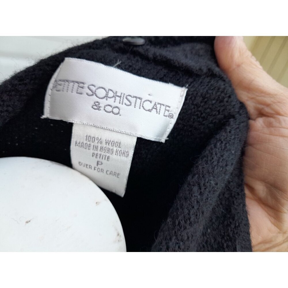 Vintage Petite Sophisticate 100% Wool Faux Fur Collar Jacket Black Size P/Small - Picture 10 of 12